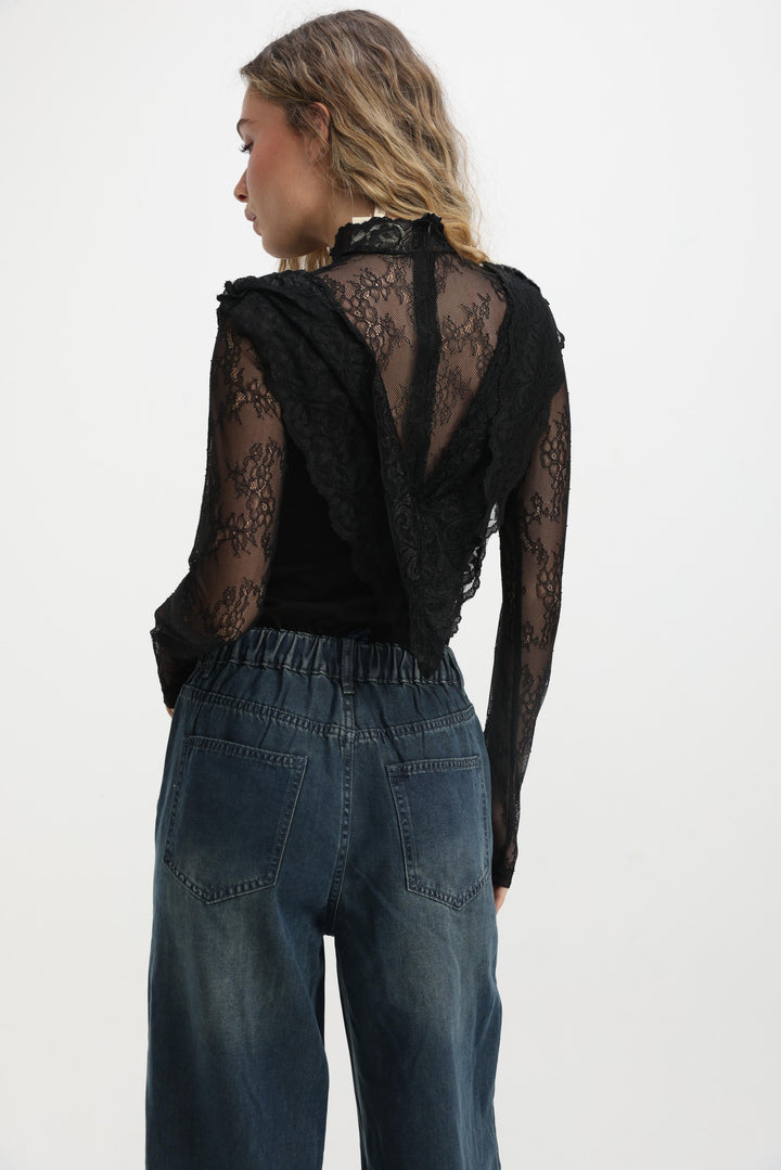 Layered Black Lace Blouse