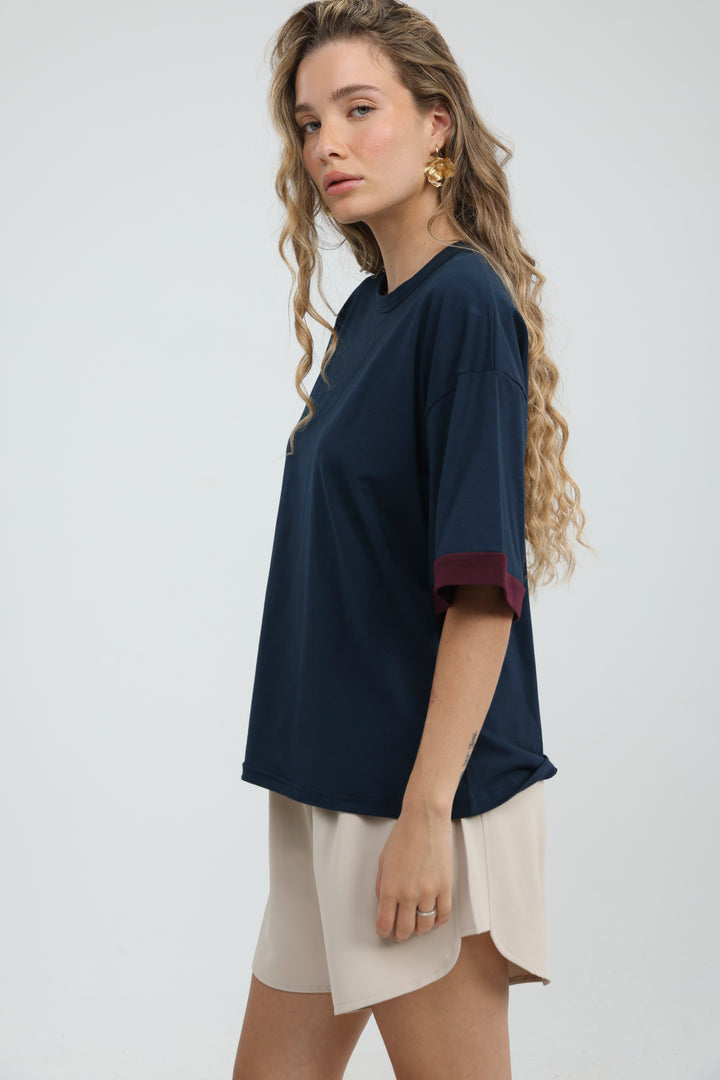 Rock Contrast Navy T-Shirt