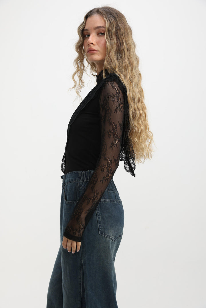 Layered Black Lace Blouse