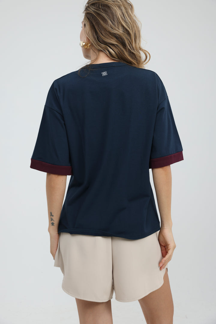 Rock Contrast Navy T-Shirt
