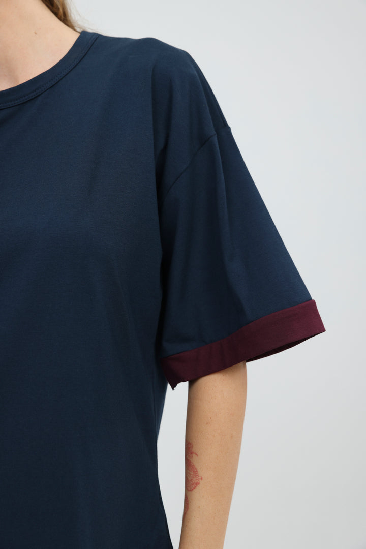 Rock Contrast Navy T-Shirt