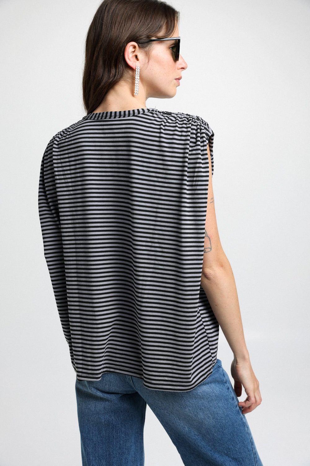 Tank You Grey Stripes Top