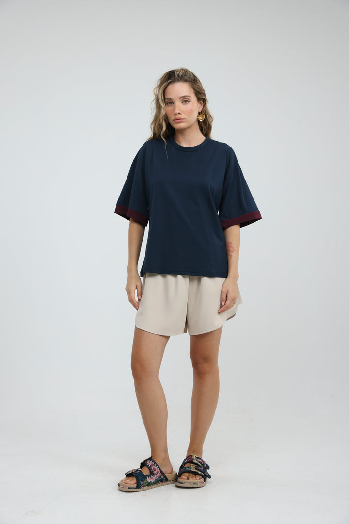 Rock Contrast Navy T-Shirt