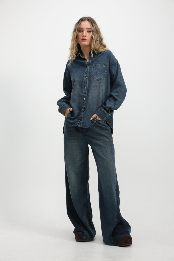 Honey Dark Blue Panel Denim