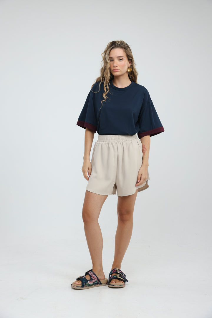 Rock Contrast Navy T-Shirt