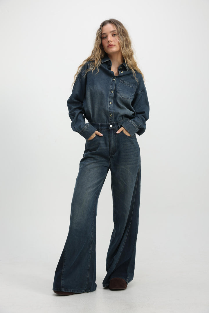 Honey Dark Blue Denim Shirt