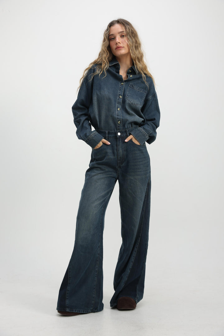 Honey Dark Blue Denim Shirt