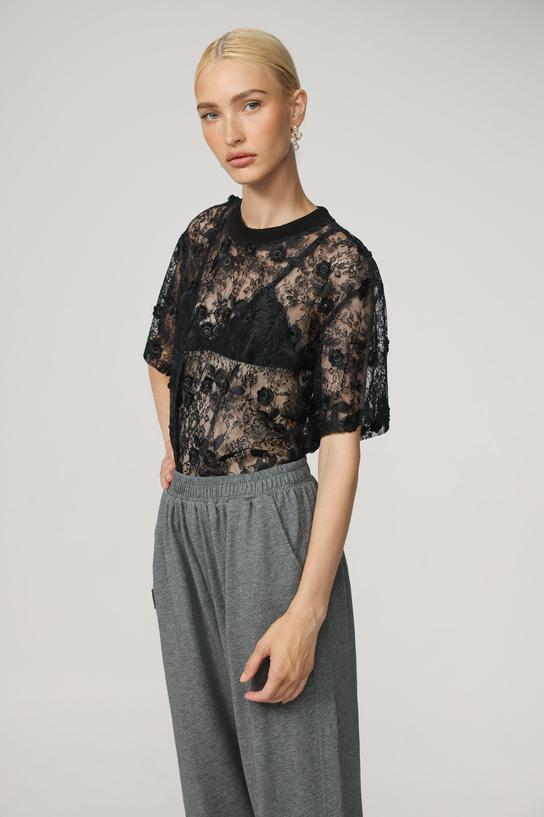 Cal Black Lace T-Shirt