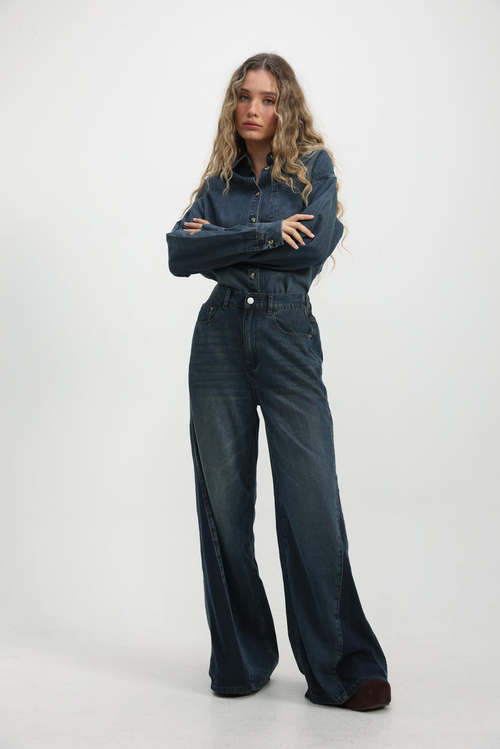 Honey Dark Blue Panel Denim