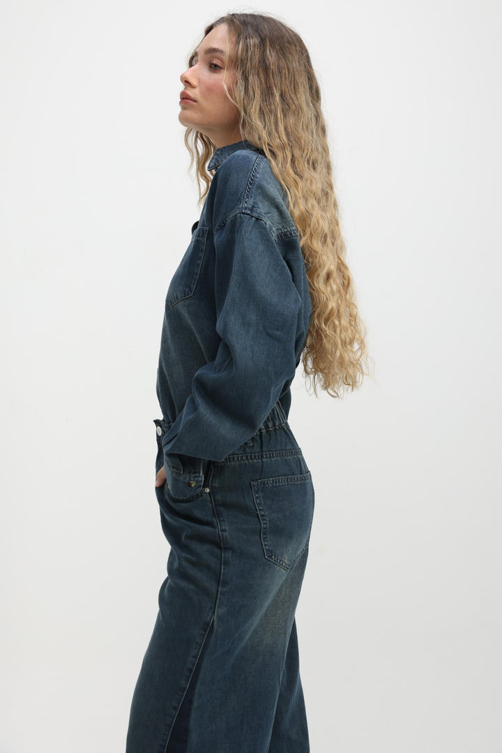 Honey Dark Blue Denim Shirt