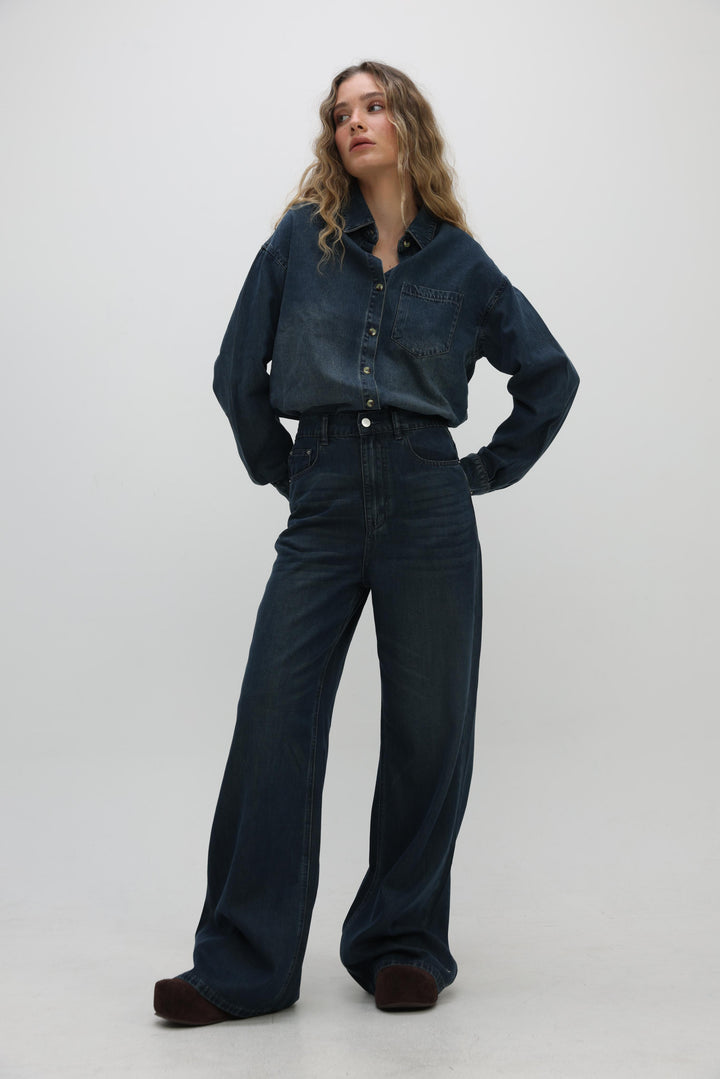 Honey Dark Blue Denim Shirt