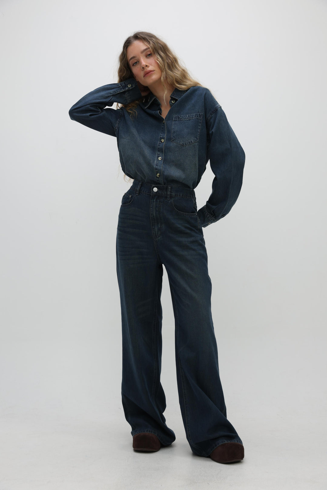 Honey Dark Blue Denim Shirt