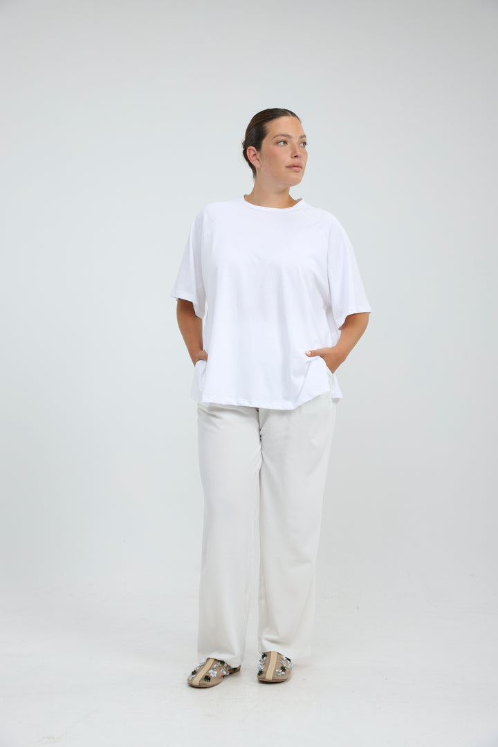 Oversized White Raglan T-Shirt