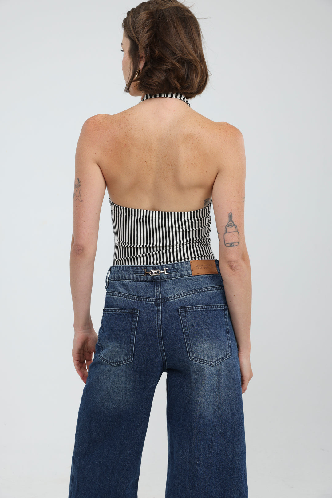 Note Black/White Striped Bodysuit