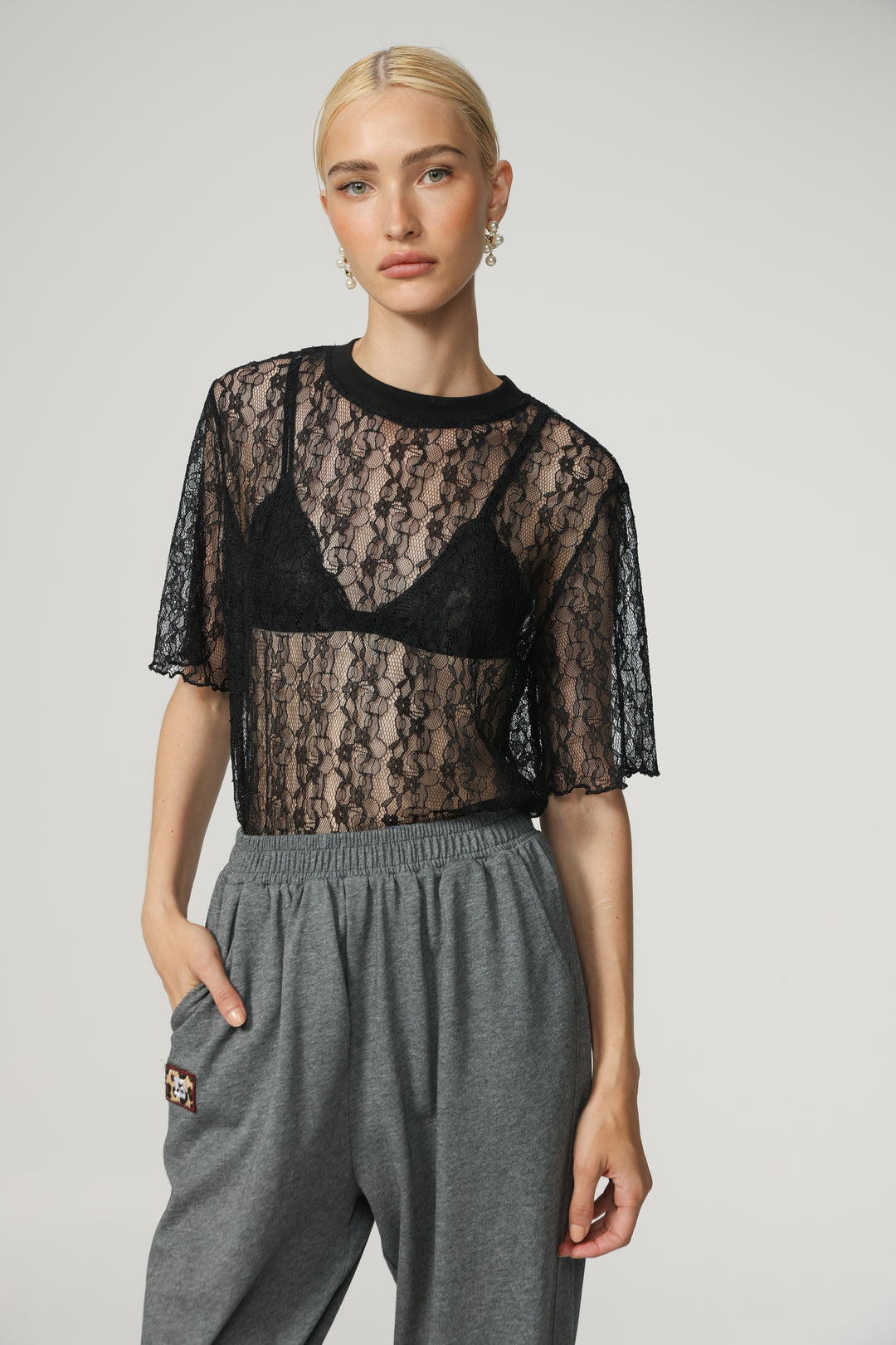 Como Black Lace T-Shirt