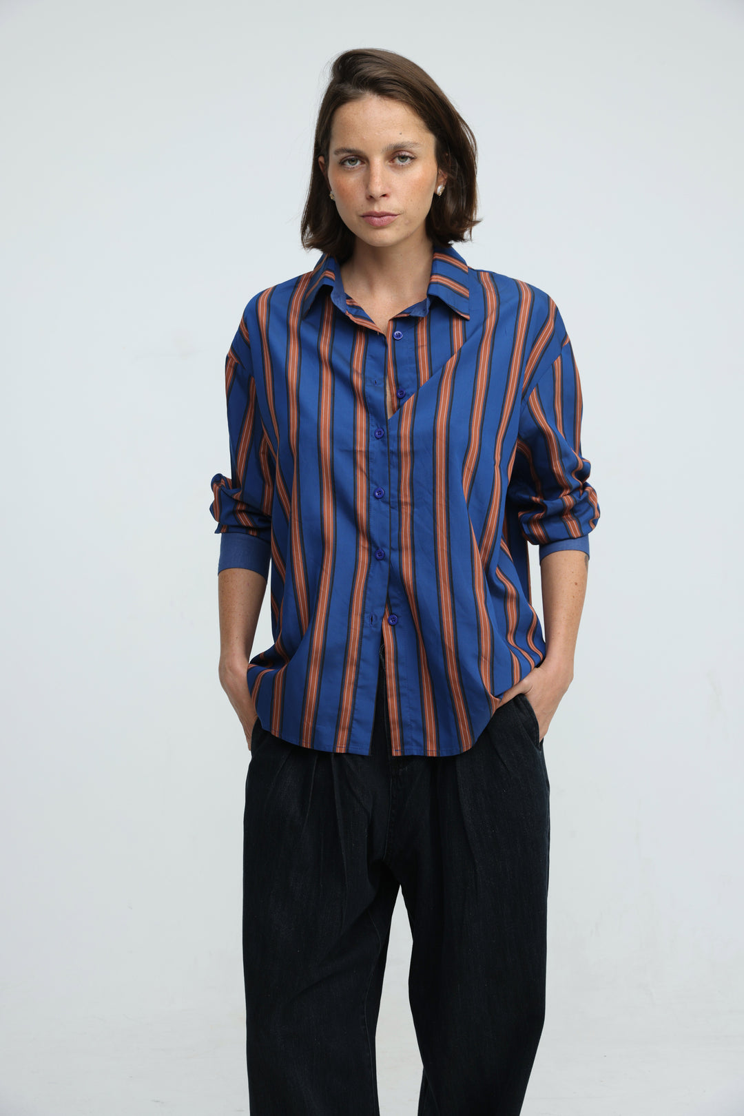 Checklist Navy Striped Buttoned Shirt
