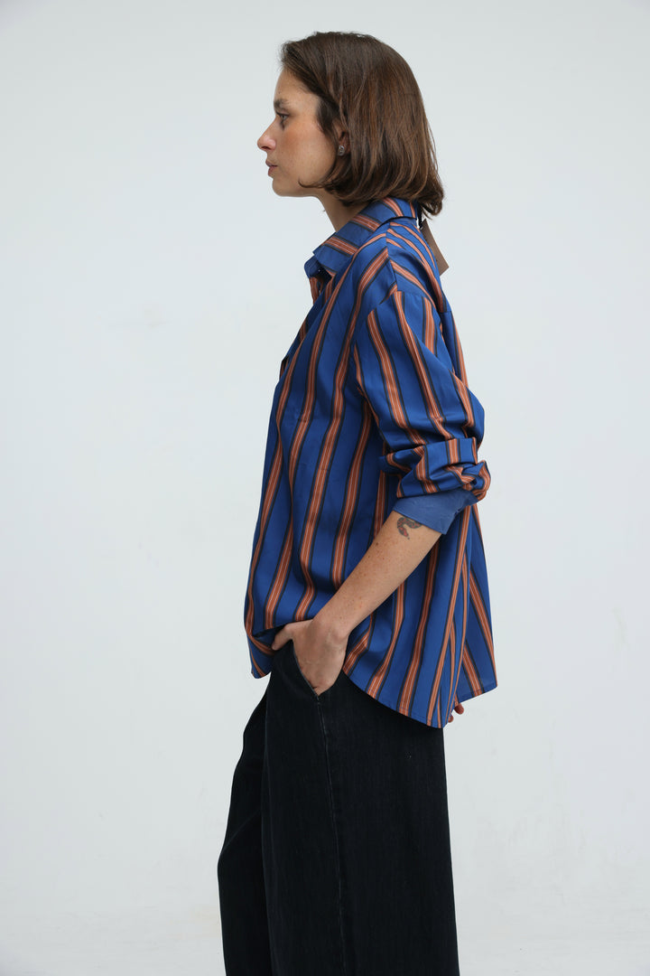 Checklist Navy Striped Buttoned Shirt
