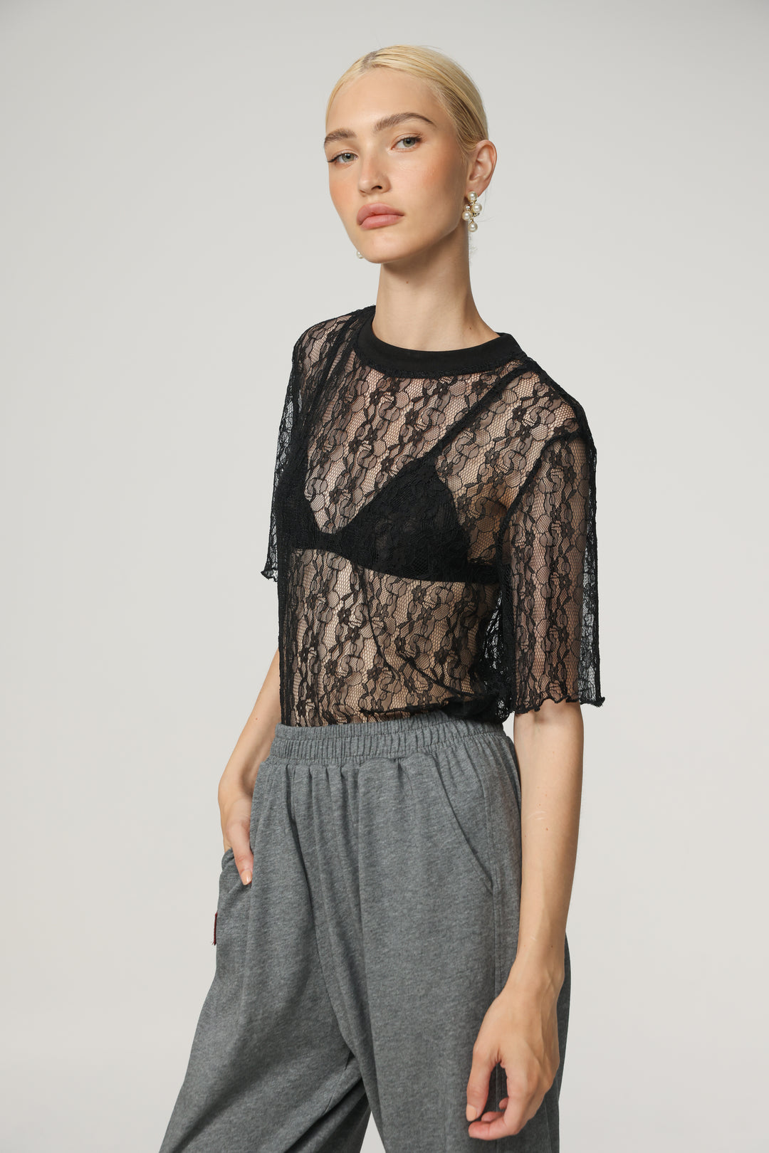Como Black Lace T-Shirt