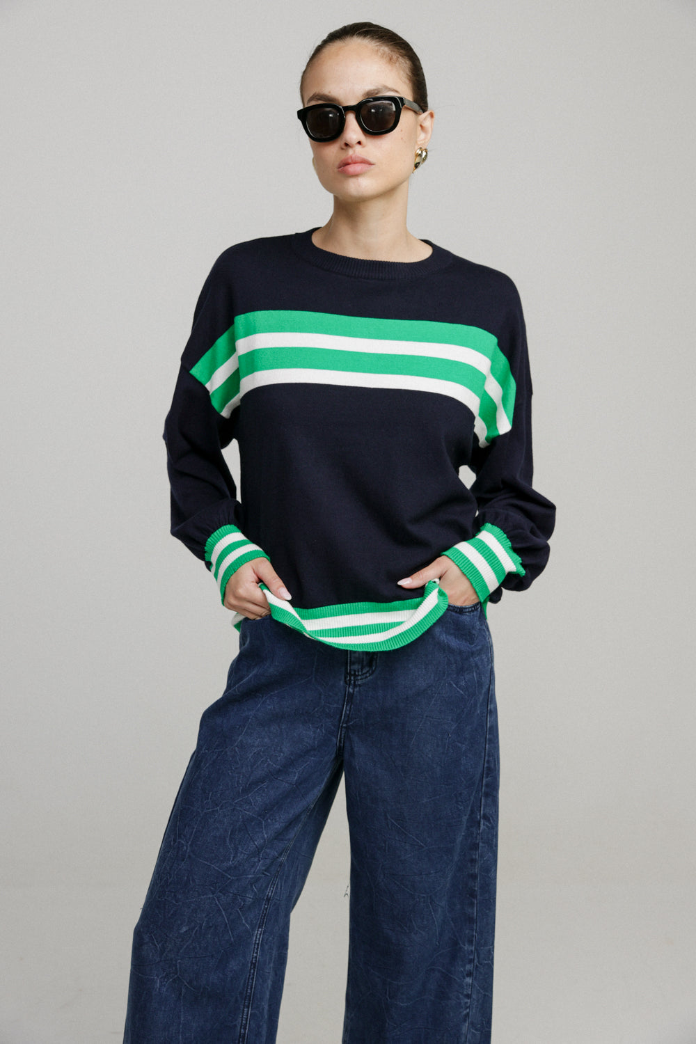 Ways Navy Striped Sweater