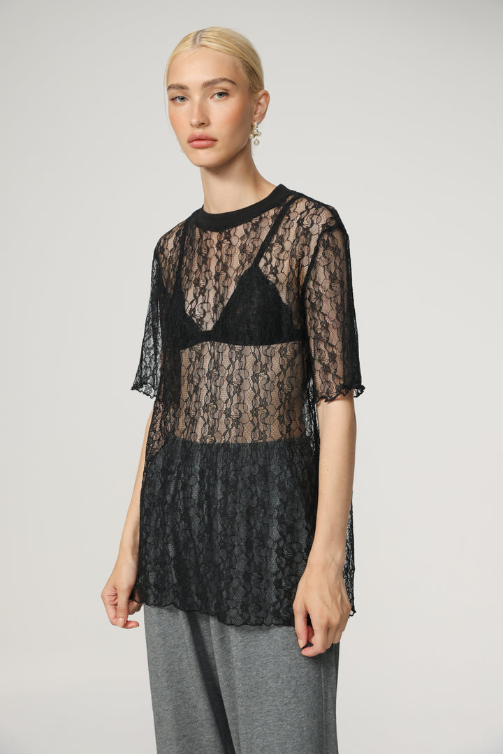 Como Black Lace T-Shirt