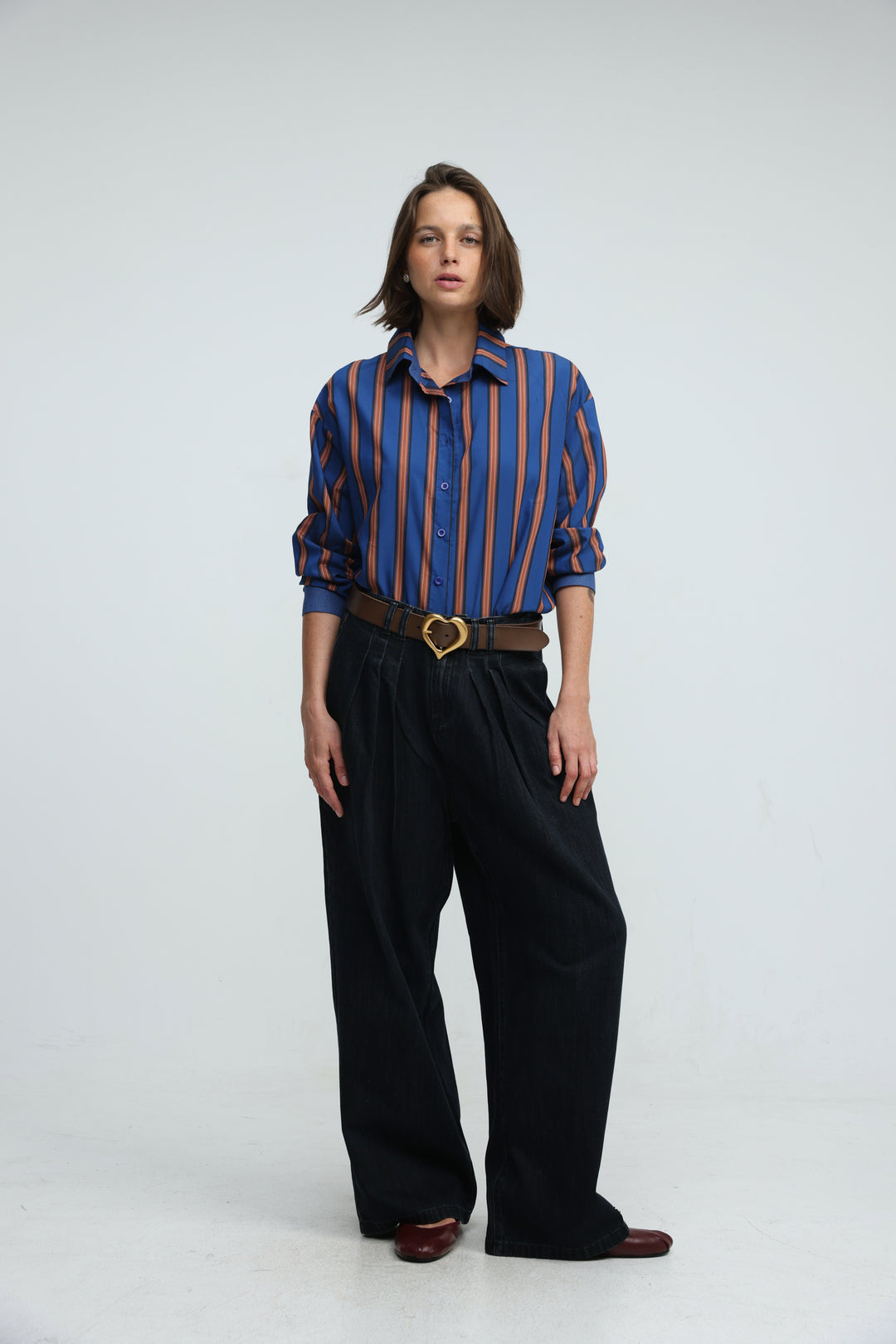 Checklist Navy Striped Buttoned Shirt