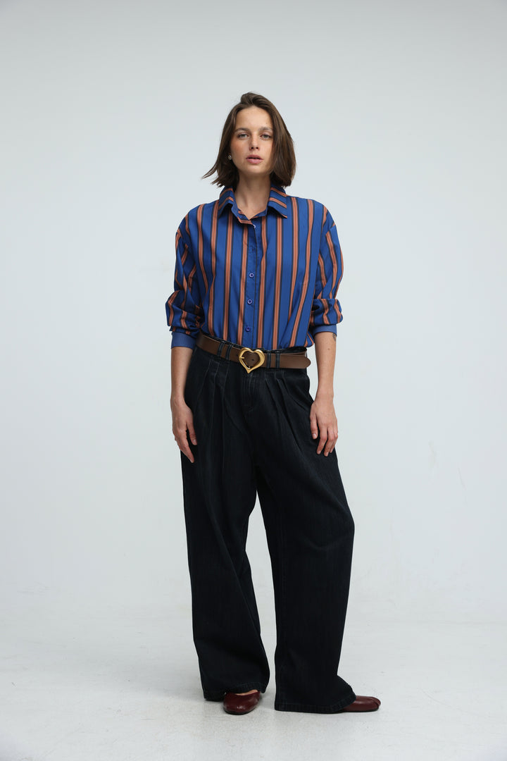 Checklist Navy Striped Buttoned Shirt
