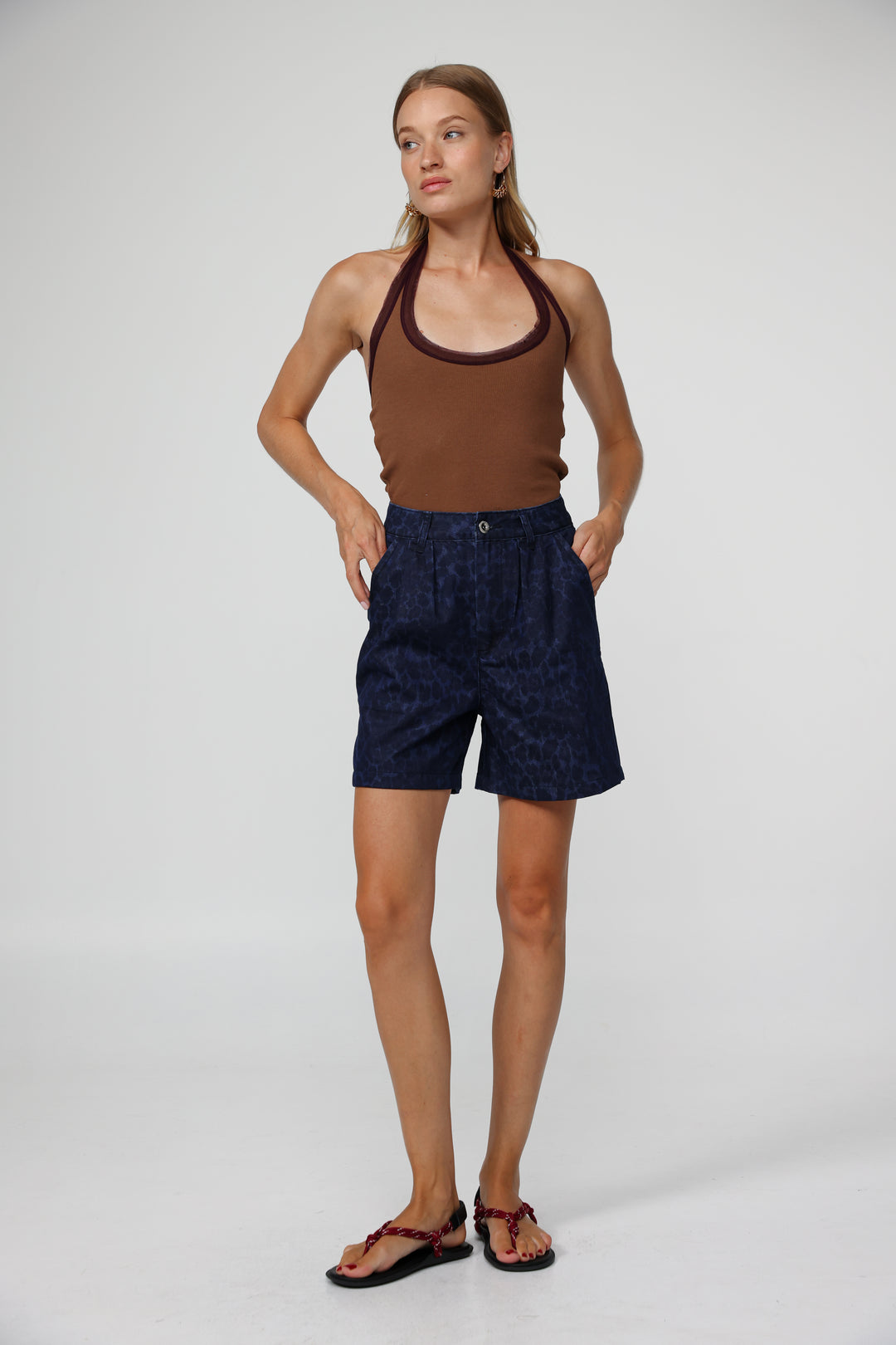 Josefine Blue Leopard Denim Shorts