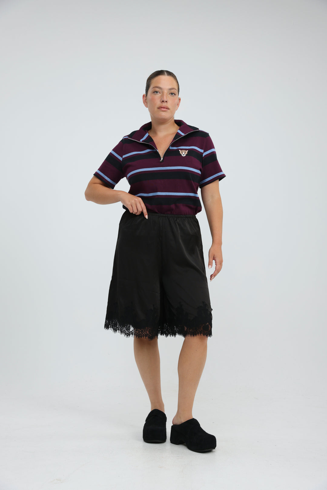 Wildflower Teal Striped Polo