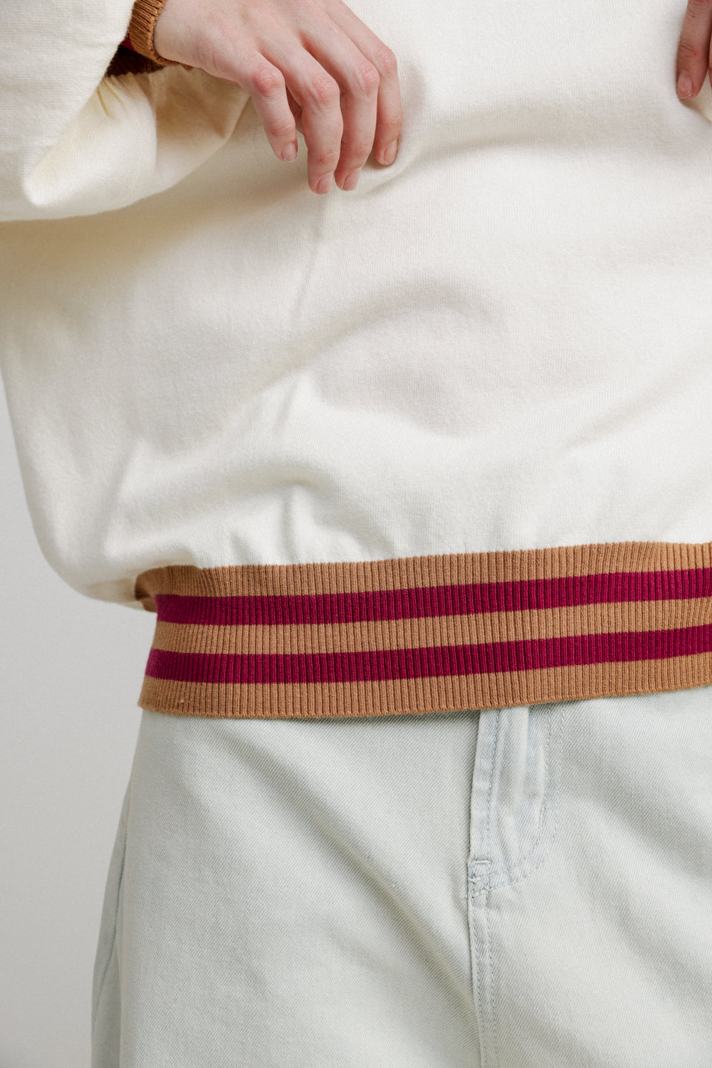 Ways Cream Striped Sweater