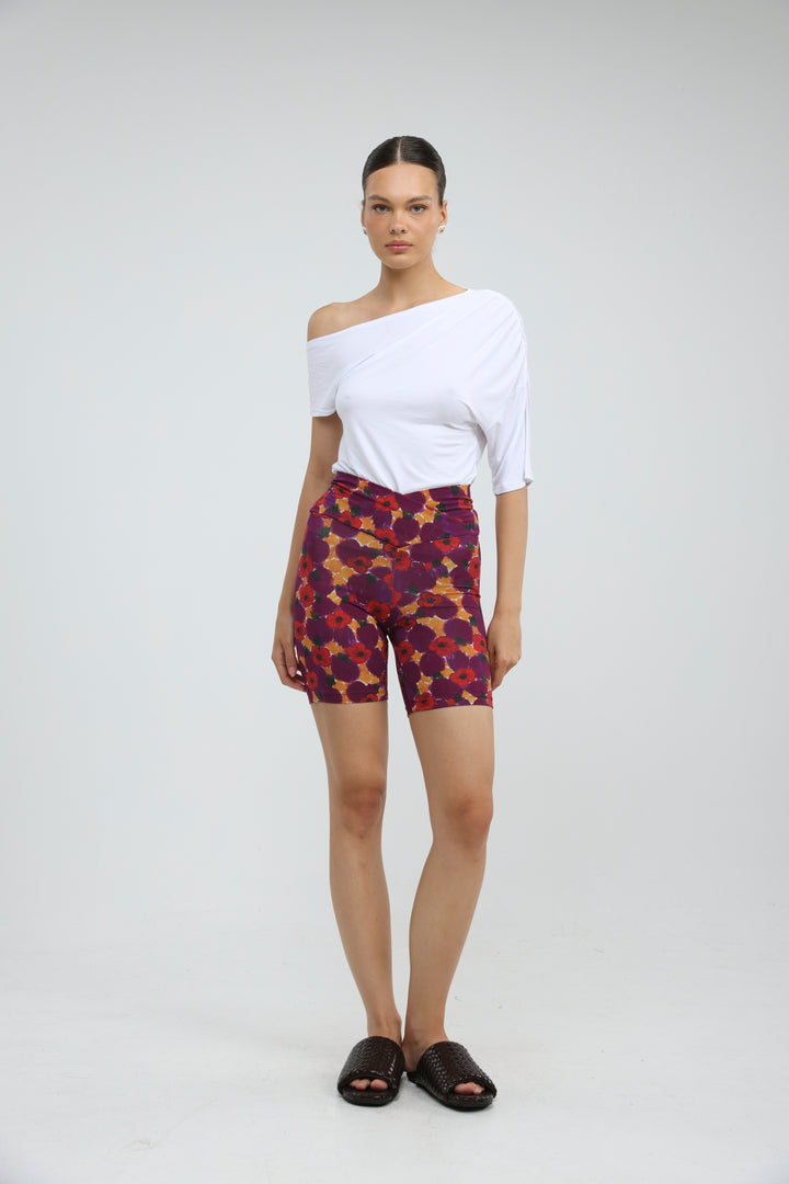 Dani Red Floral Short Leggings