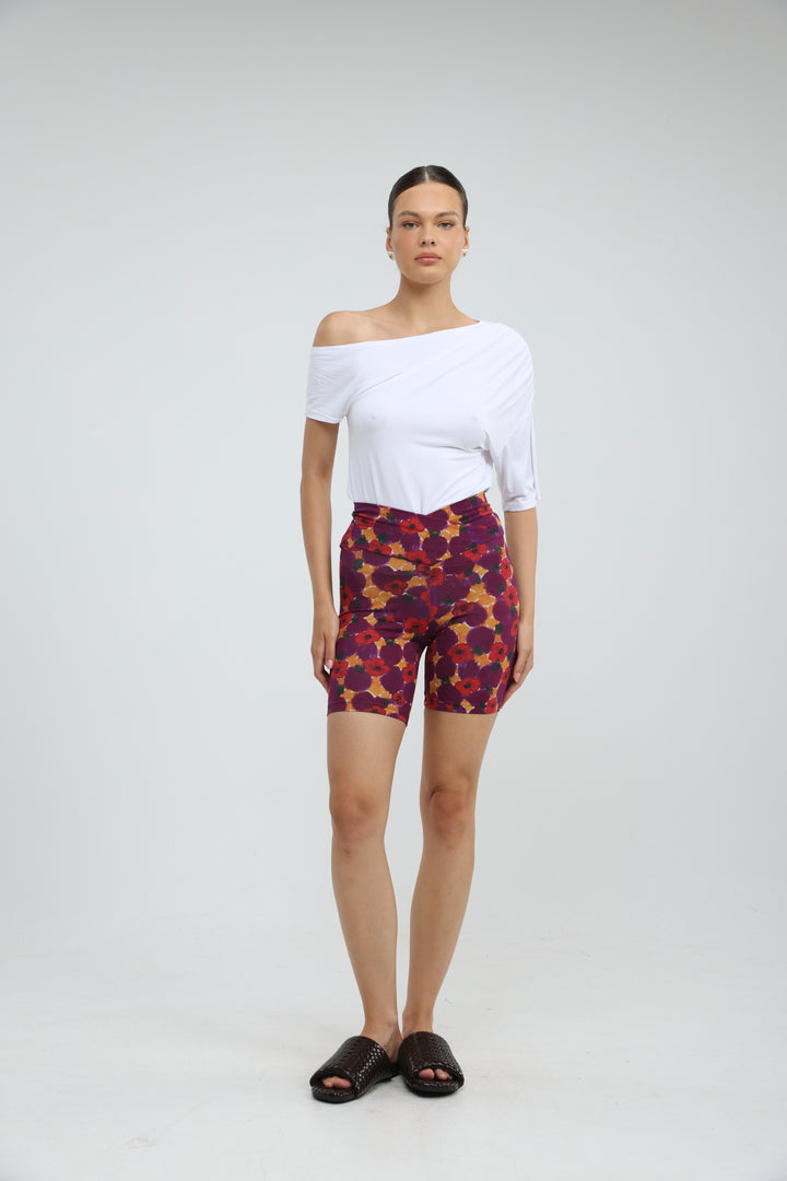 Dani Red Floral Short Leggings