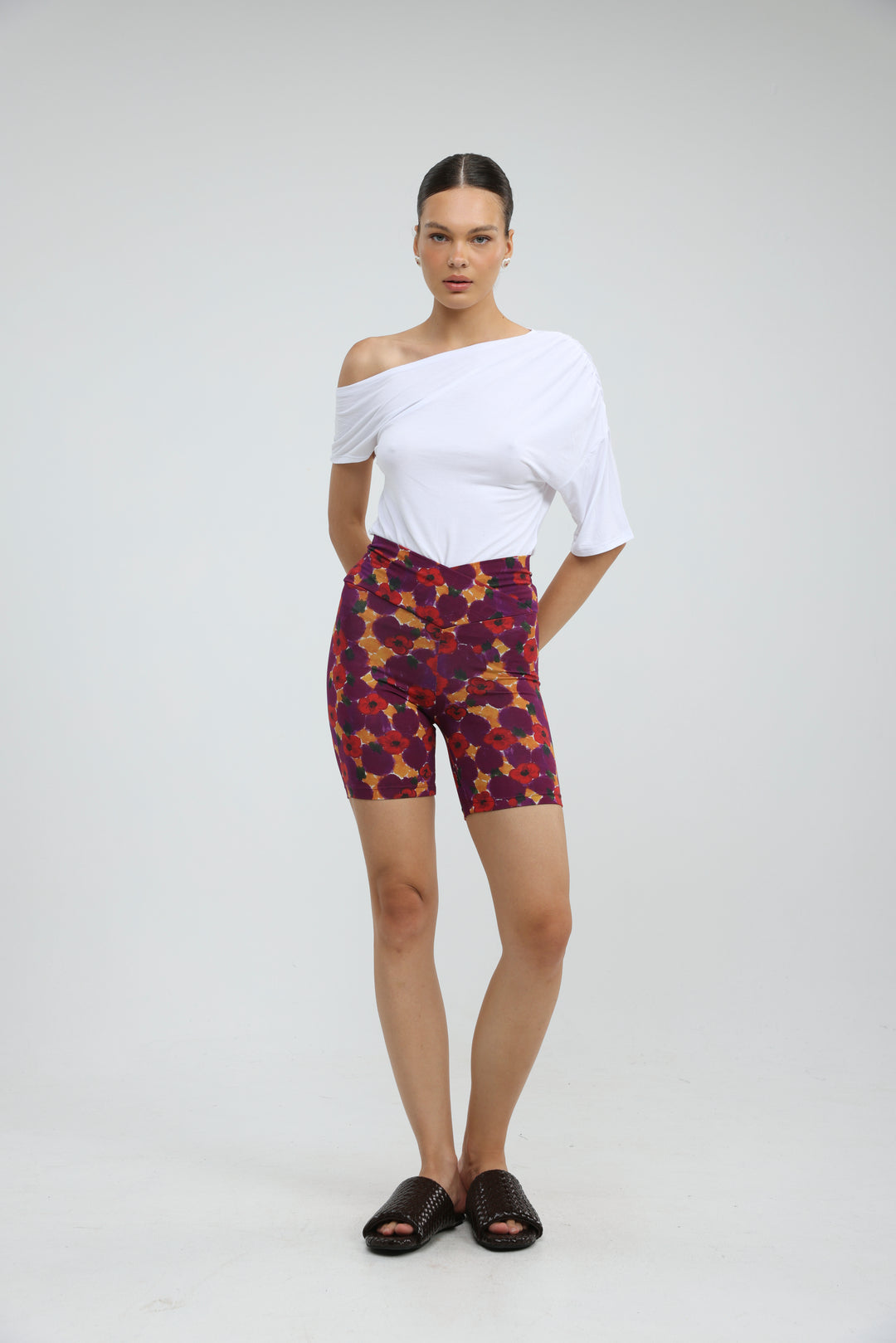 Dani Red Floral Short Leggings