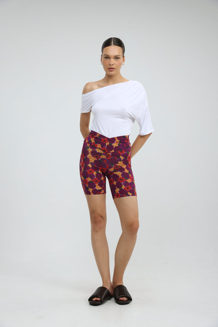 Dani Red Floral Short Leggings