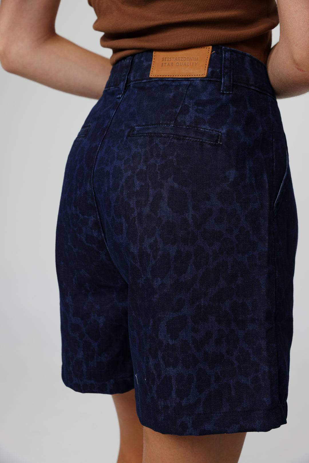 Josefine Blue Leopard Denim Shorts