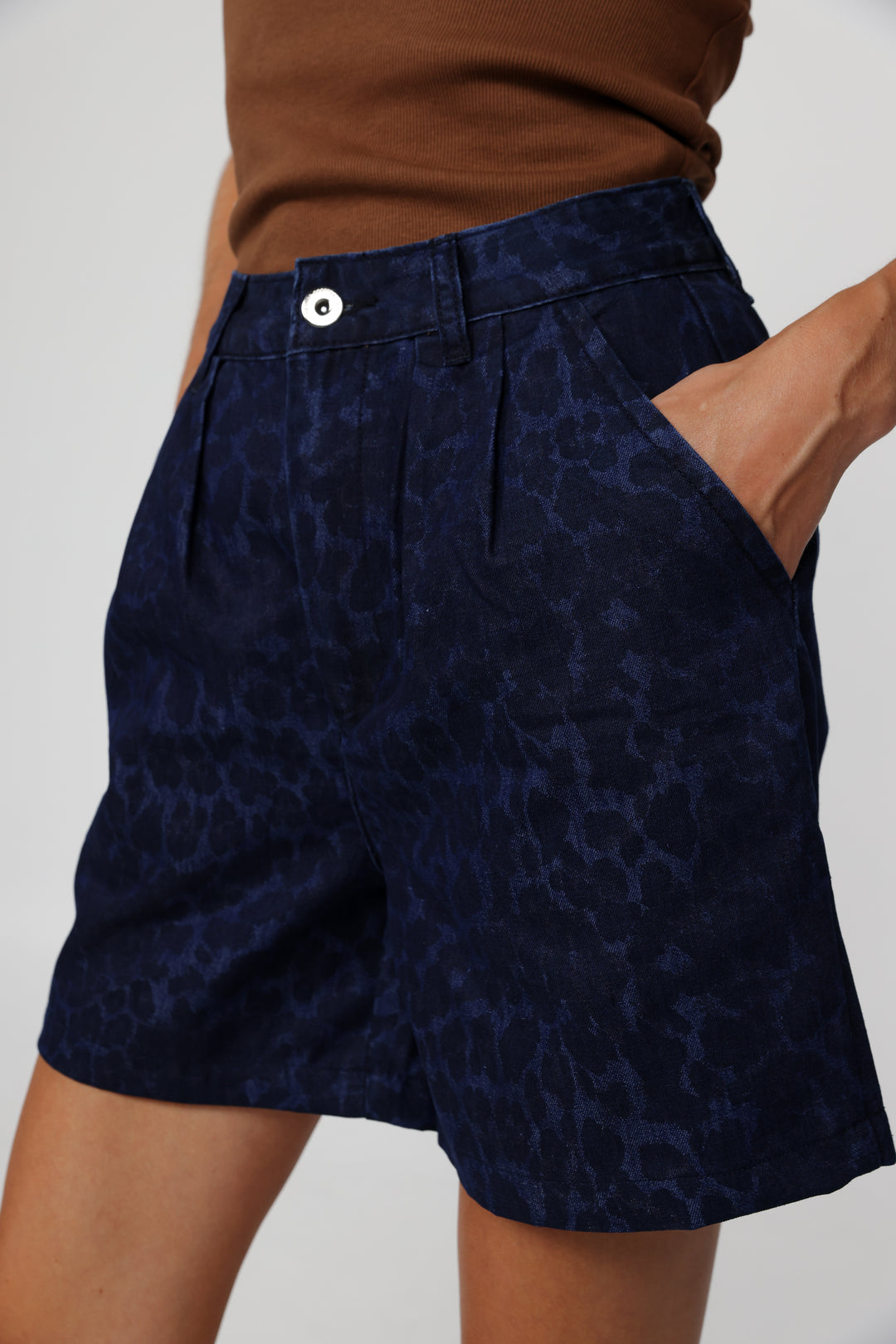 Josefine Blue Leopard Denim Shorts