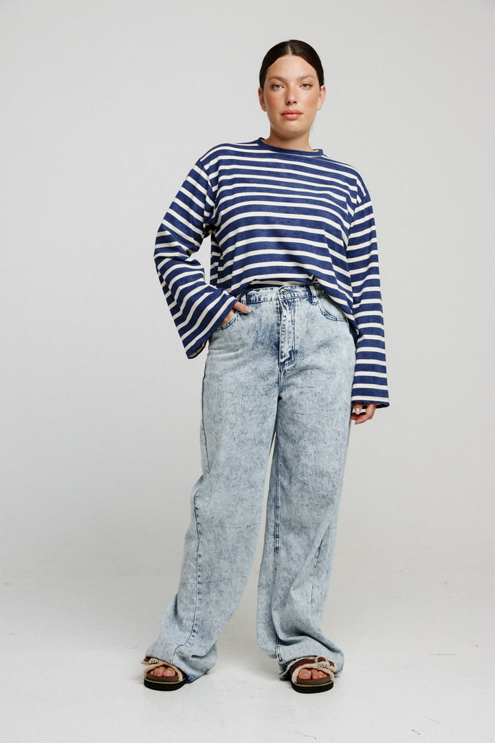 Rock Blue Ribbed Stripes Shirt