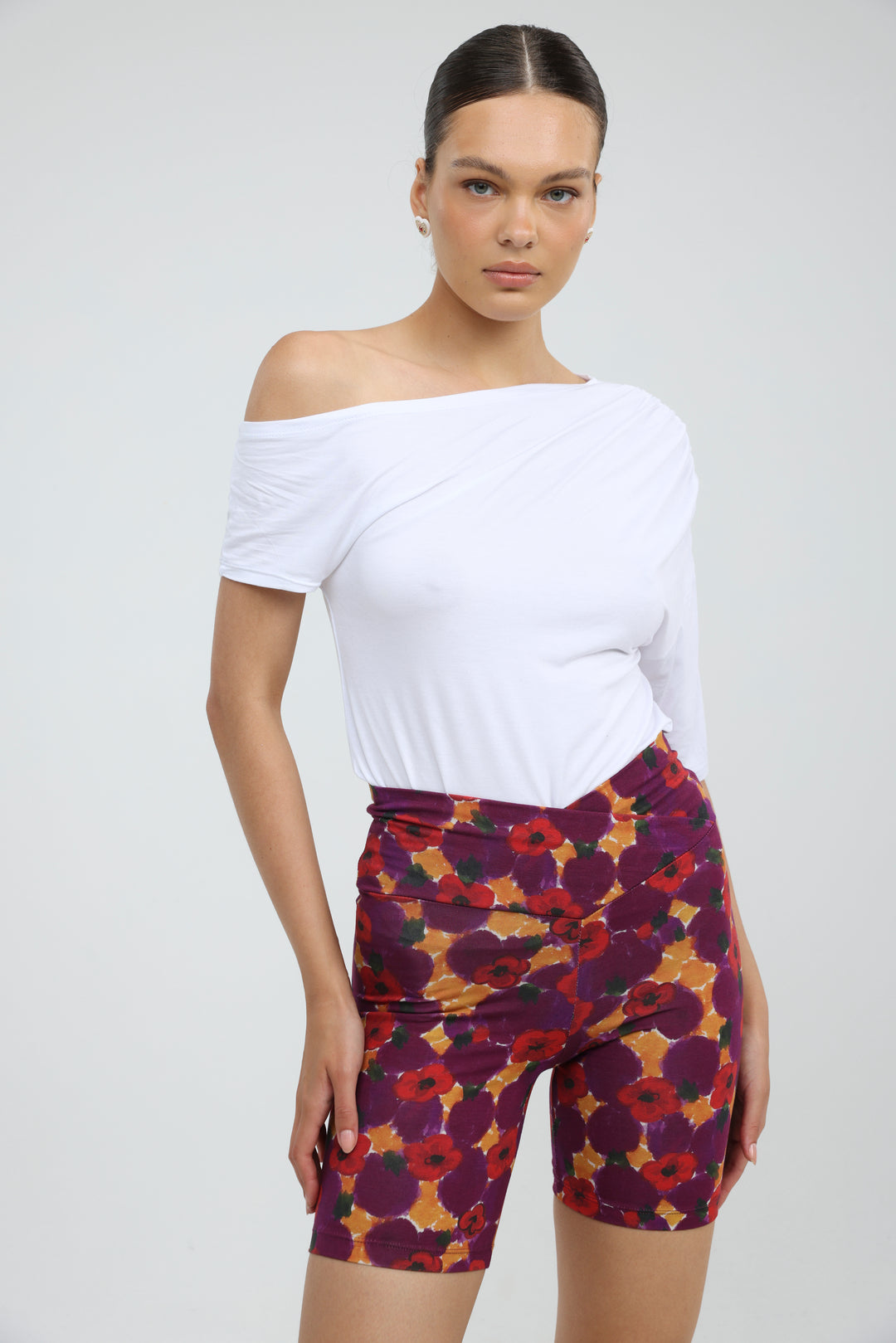 Dani Red Floral Short Leggings