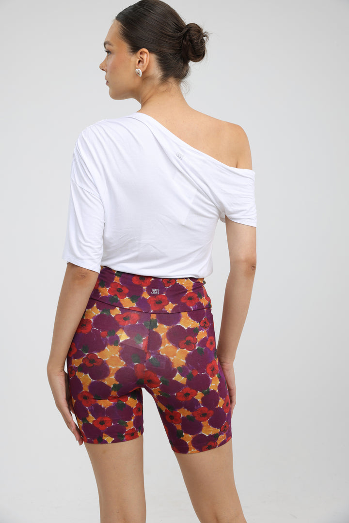 Dani Red Floral Short Leggings