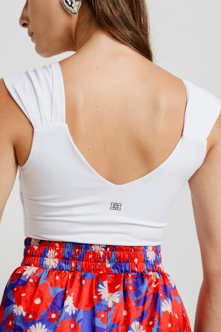 Angelica White V Top