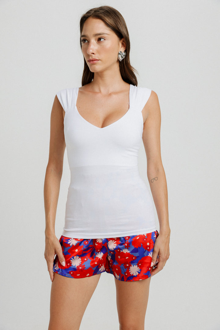 Angelica White V Top