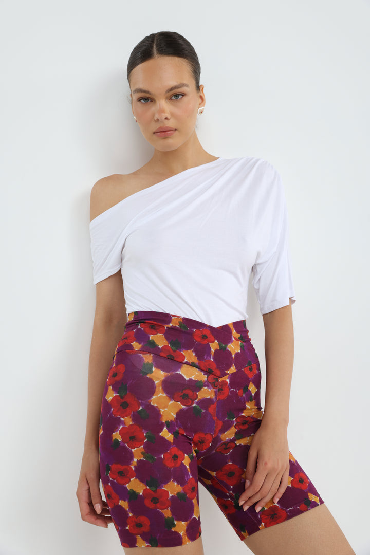 Dani Red Floral Short Leggings