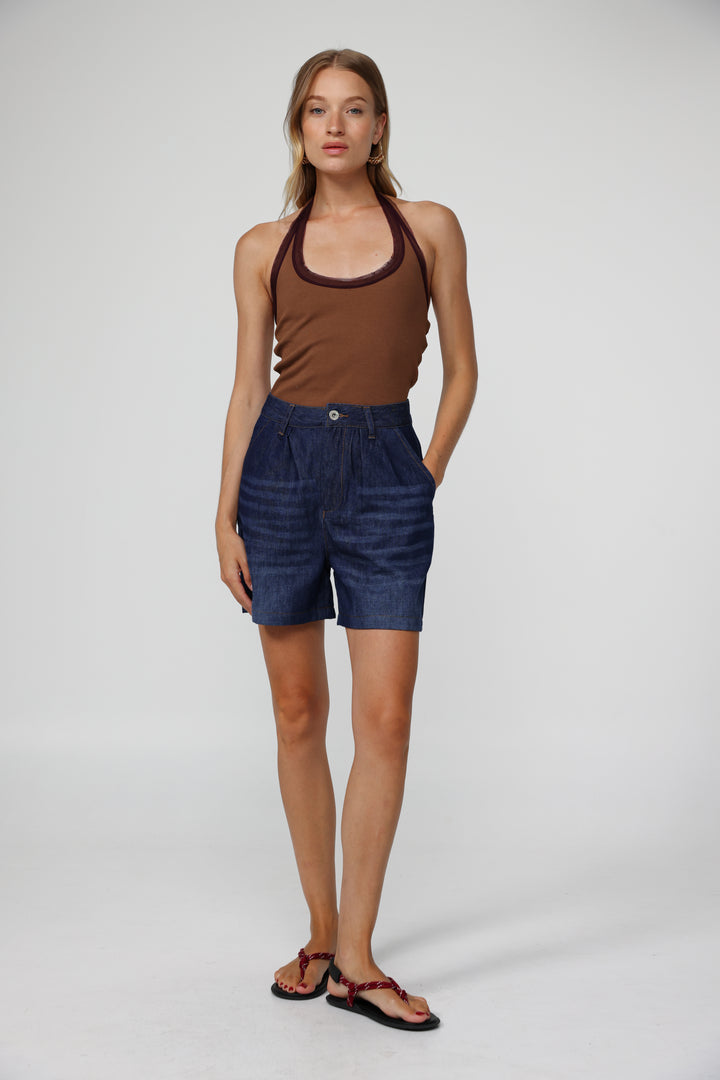 Josefine Dark Blue Denim Shorts