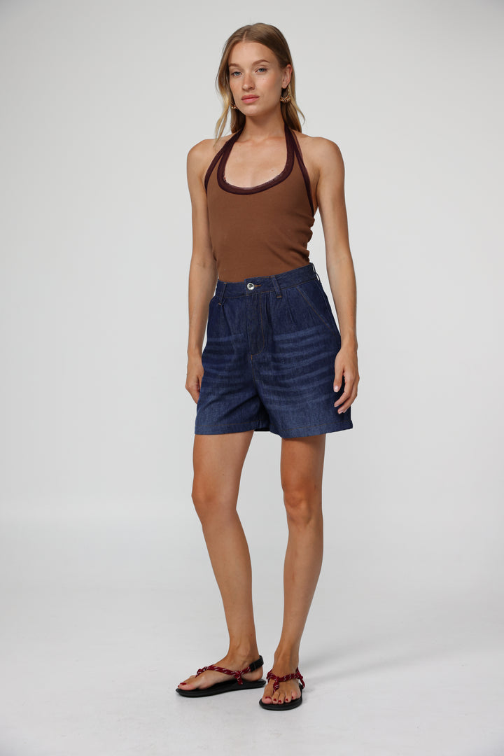 Josefine Dark Blue Denim Shorts