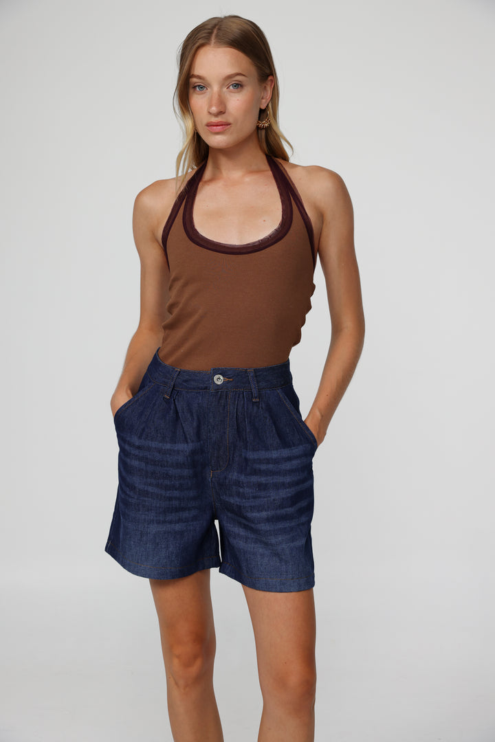 Josefine Dark Blue Denim Shorts