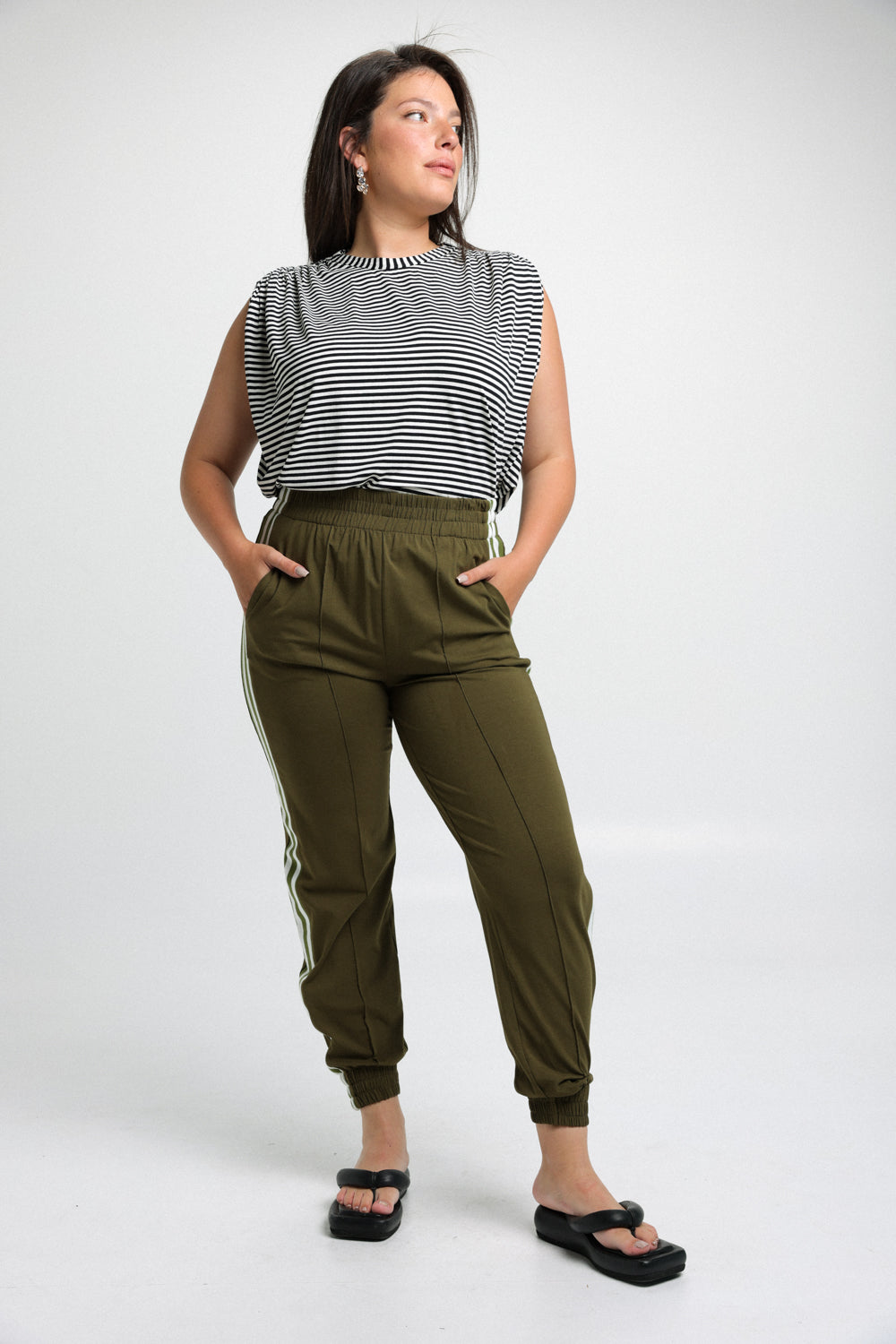 Tank You Grey Stripes Top