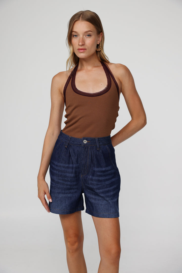 Josefine Dark Blue Denim Shorts