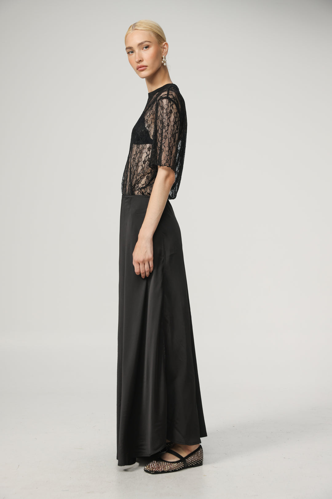 Black Satin Maxi Skirt