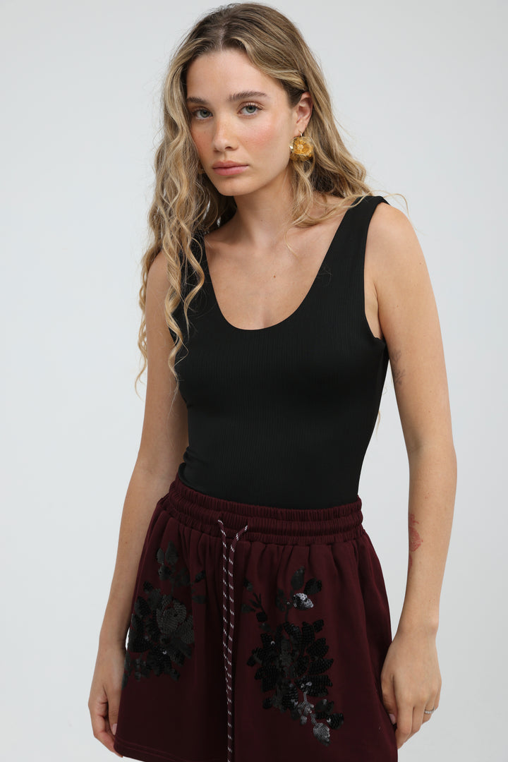 Solara Black Rib Bodysuit