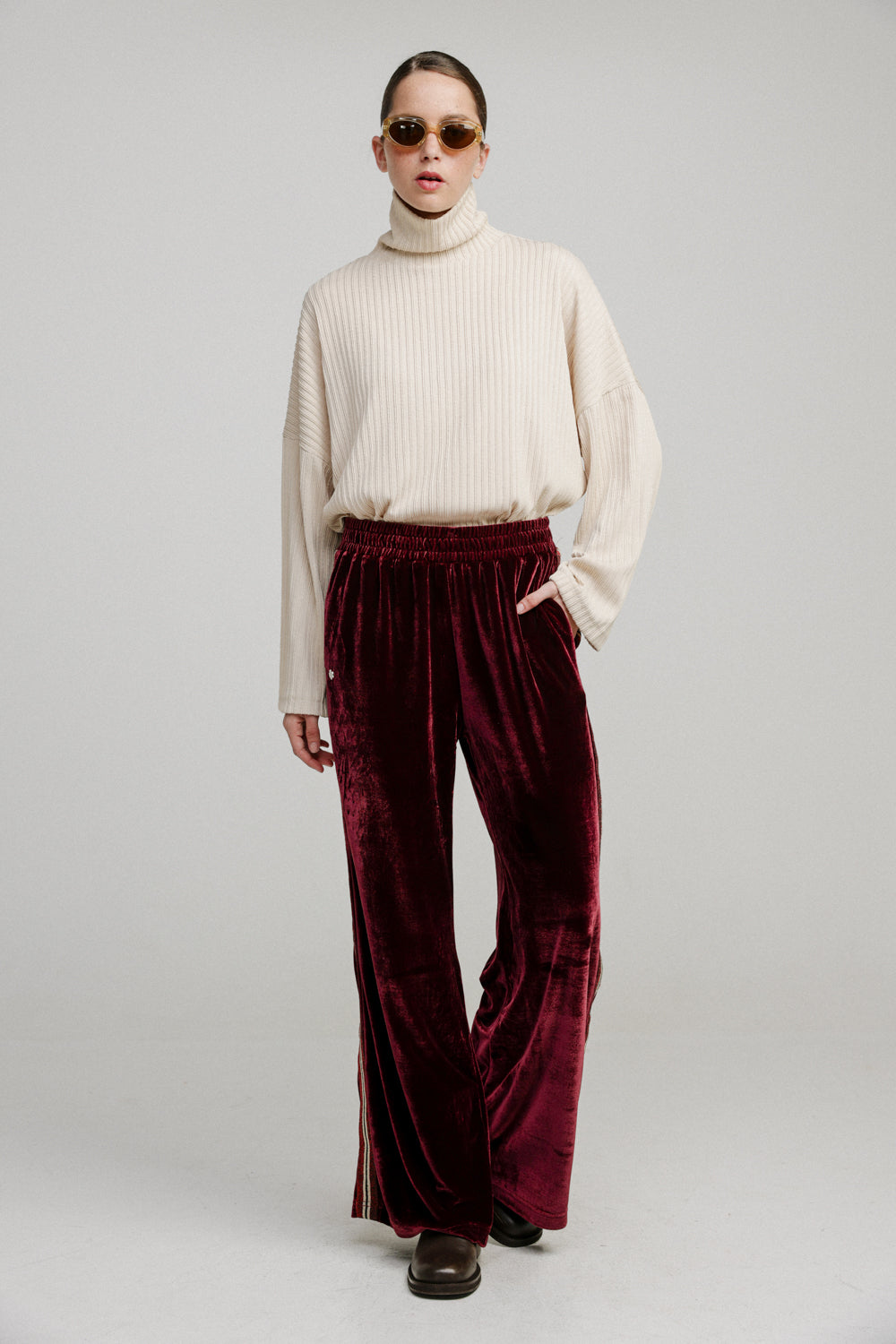 Velvet Wine Striped Joggers