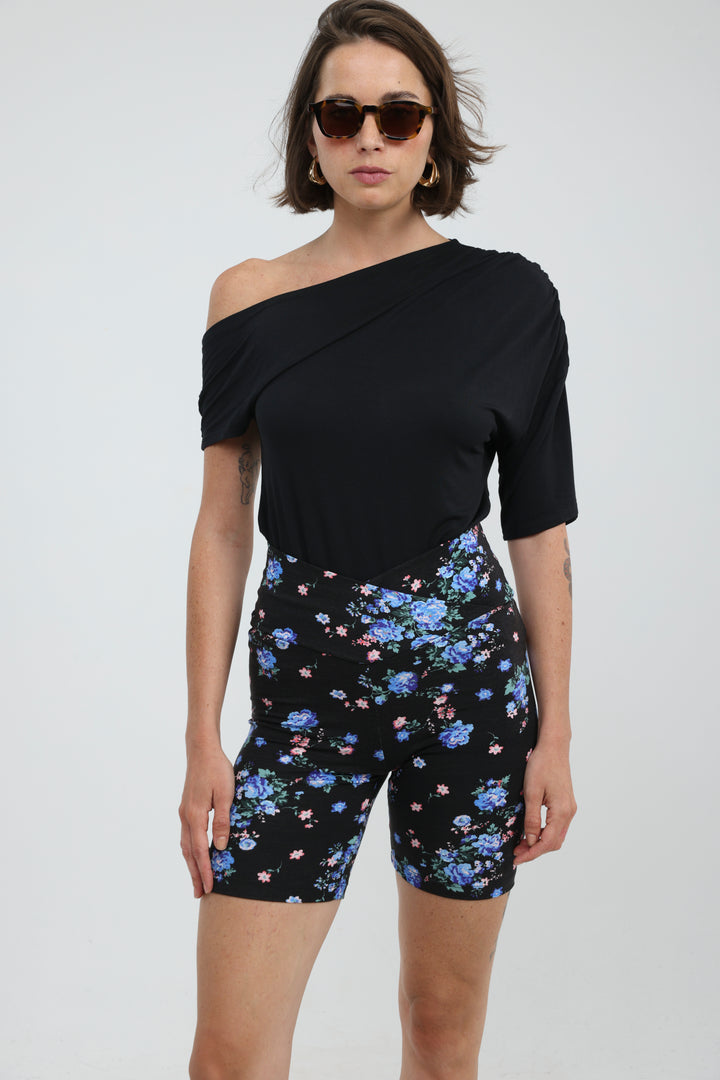 Dani Blue Floral Short Leggings